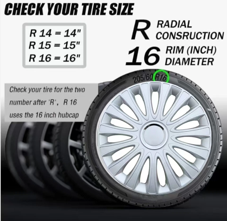 16" Wheel Covers Snap On Hub Caps fit R16 Tire & Steel Rim For Volkswagen Jetta - Image 3 of 4