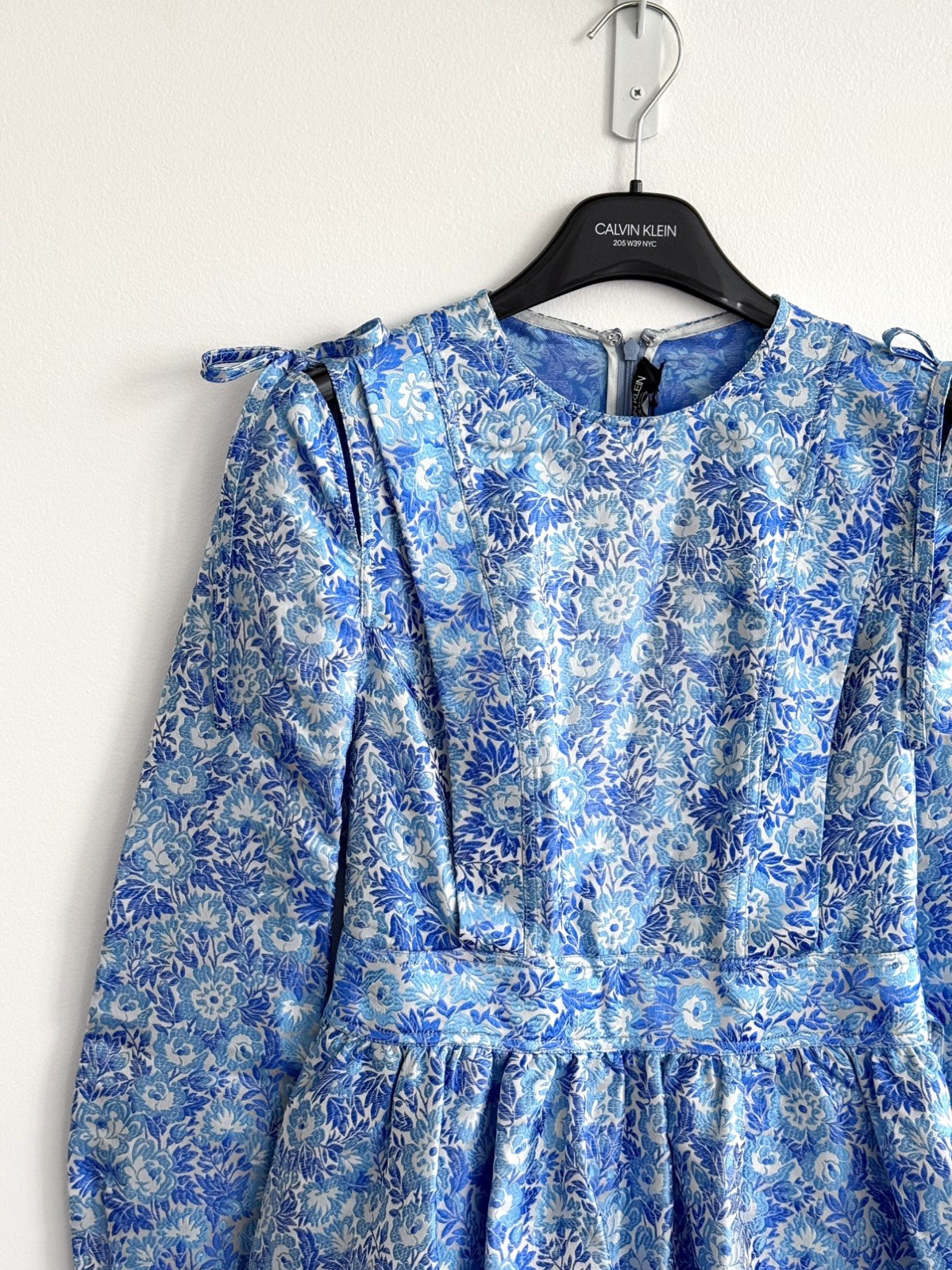 CALVIN KLEIN 205W39NYC Raf Simons Blue Floral Jacquard Dress - size 0, XS image 6
