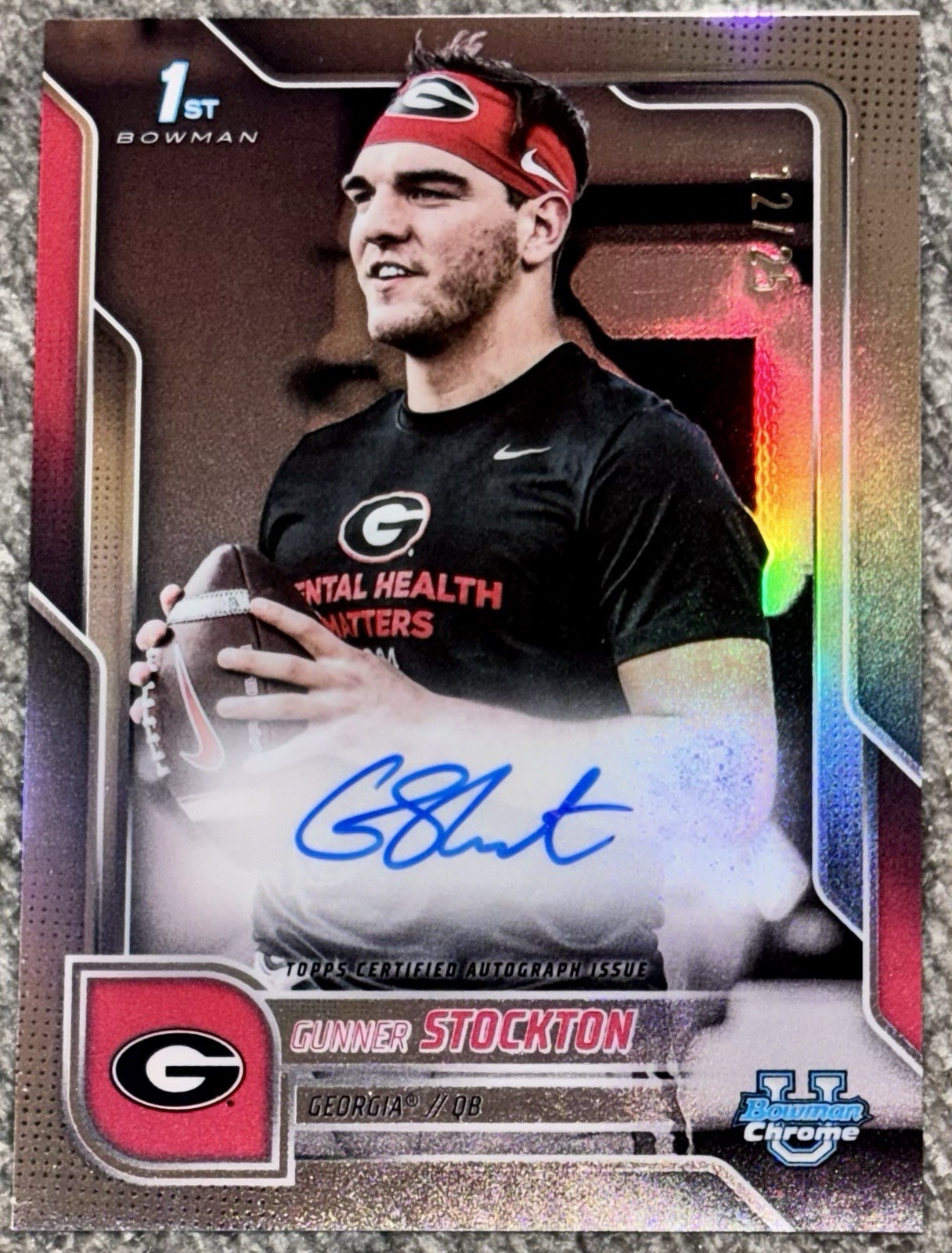 2025 Bowman Chrome U - Image Variation AUTO #SPA-GS Gunner Stockton #/25 GEORGIA