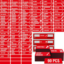 90 Pcs Magnetic Toolbox Labels 82 Pre-printed 8 Blanks Large Size Tool Chest