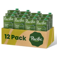 Pacific Foods Original Hemp Milk 32 oz Pack of 12 Plant Based Vegan Dairy Free