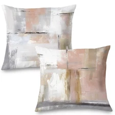 Grey and Pink Throw Pillows Cover, Decorative Pillow for Bed Couch Living Roo...