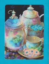 Beautiful Fantasy Teapot Setting - Single  Modern Wide Linen Swap P/Card