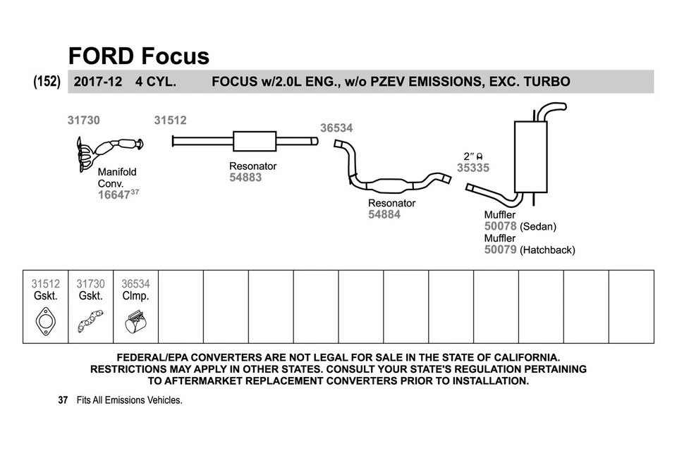 For Ford Focus 12-18 Walker Stainless Steel Round Aluminized Resonator Assembly — 第 2/2 张图片