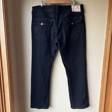 True Religion Ricky Jeans Relaxed Straight Flap Men’s 40X31 Black Stretch