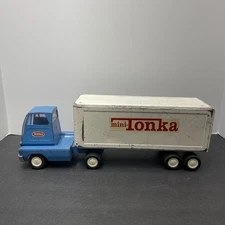 Vintage Tonka Mini Tonka Semi And Trailer #1466 Blue White 1960s (1723)