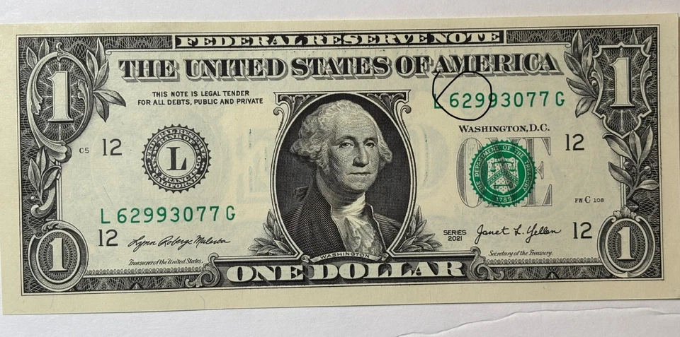 12 Sequential Serial #'S - $1.00 BILLS | UNCIRCULATED | ALL MISCUT & MISALIGNED - Image 3 of 4