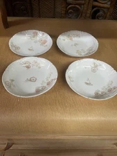 Vintage Antique Haviland Limoges Floral & Gold  Set 4 Berry Dessert Bowls Bowls