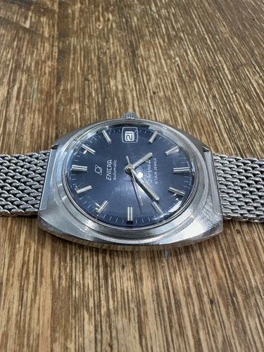 Vintage Enicar Sherpa D 600 Automatic Mens Watch, Blue Dial, Cal. AR 165 - Picture 4 of 12