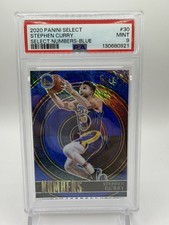 2020-21 Panini Select Stephen Curry #30 Numbers Blue Shimmer Color Match PSA 9