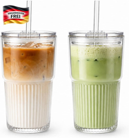TrinkgläSer Set 2Er Mit Deckel Glasbecher FüR Kaffee Smoothies Cocktails