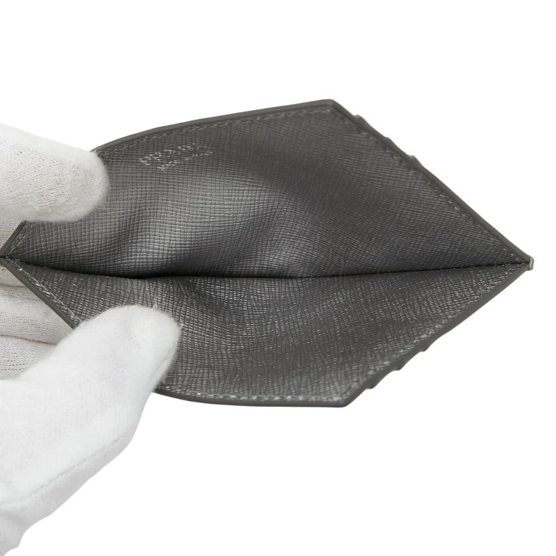 Prada Triangular Logo Plate Silver Leather Card C… - image 6