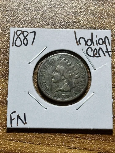 1887 Indian Head Cent Penny Nice FN Fine Better Date U.S. 1c Coin (Raw8899) (-T)