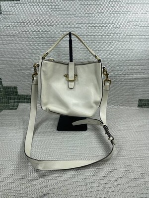 J.Crew Hobo Bag Soho White Leather Inner Zip Pocket Detachable Strap Shoulder