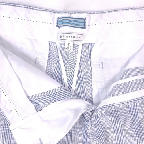 Peter Millar Mens 34 Pima Cotton Blue Plaid Casual Golf Shorts - Picture 7 of 14