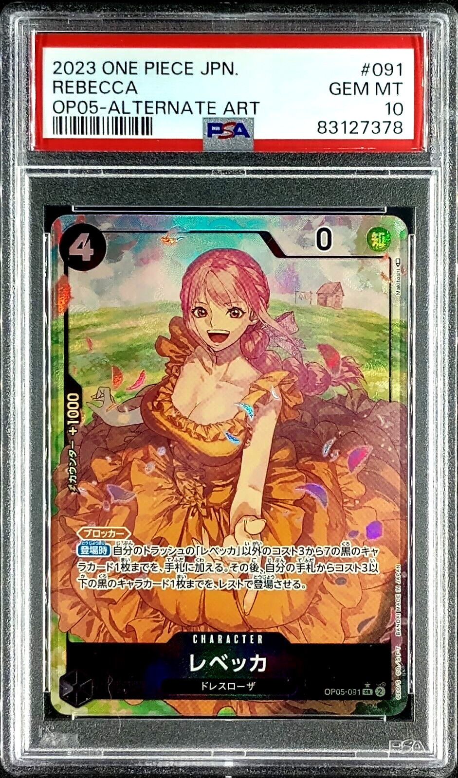 PSA 10 Rebecca Alt Art OP05-091 SR Awakening of the New Era ONE PIECE Card Game