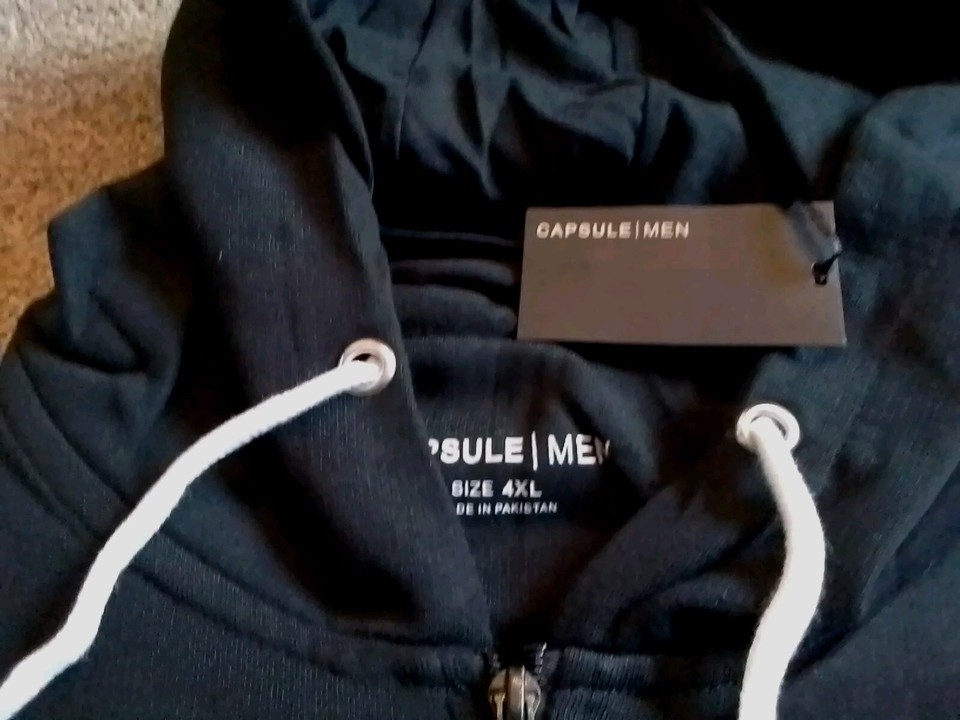 Mens Capsule Men 4xl Black Full Zip Hoodie Big Size eBay