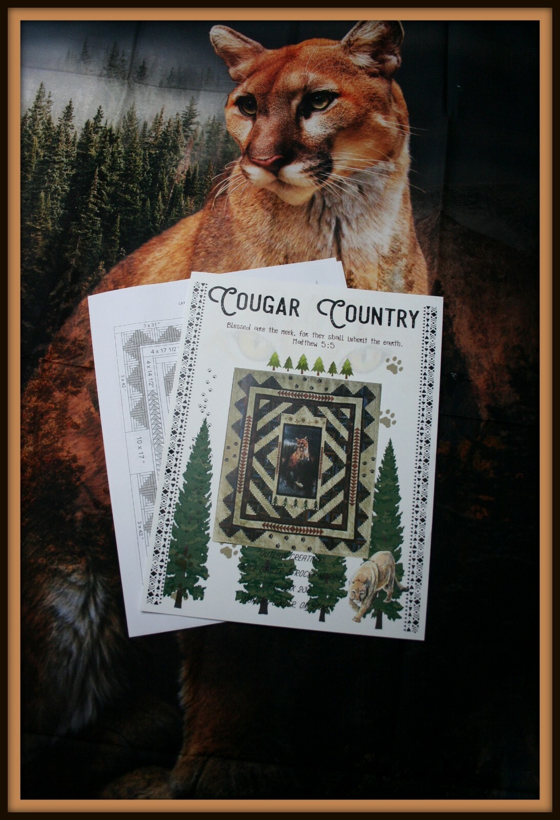 Cougar Country Quilt Pattern W/Panel "Outlaw Creations" Cougar, Lodge, Mtn Lion thumbnail 5
