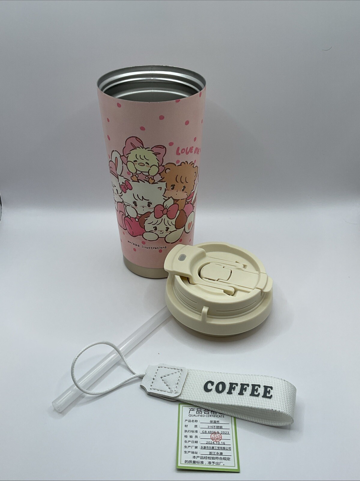 Mikko Coffee Tumbler with Flip Lid and Wrist Strap for Travel