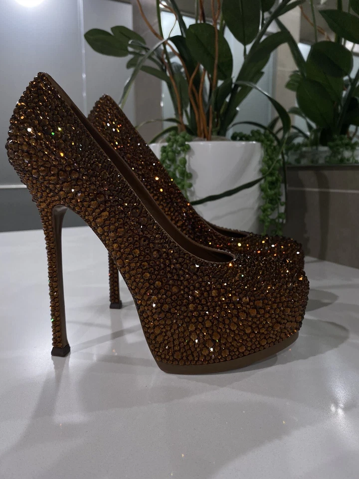 Zapatos de salón YSL Yves Saint Laurent Tribtoo talla 42/12 Swarovski NUEVOS Foto 2 de 4