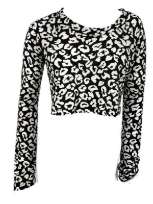 Show Me Your Mumu Mellow Crop Top M/L? Leopard Print Long Sleeve Blouse