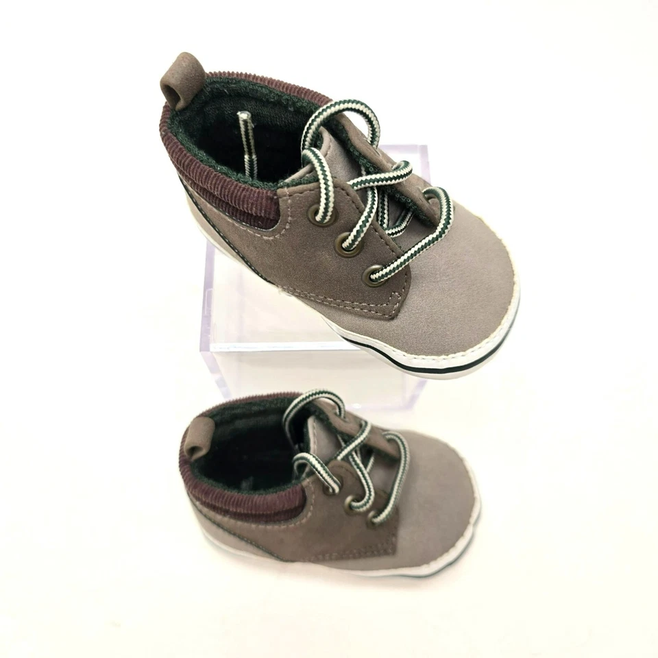 Gymboree Toddler Boys Gray Brown Faux Suede Lace-Up Ankle Boots Size 2 jj3734 - Image 2 of 4
