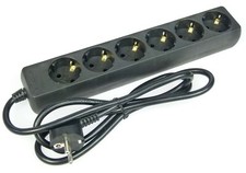 Listwa zasilająca 6-krotna czarna listwa zasilająca Wiele wtyczek Przedłużacz