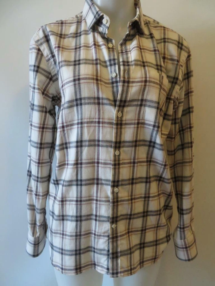 CAMISA MASCULINA SPURR XADREZ CREME VERMELHO PRETO BOTÃO PARA BAIXO TAMANHO M* - Imagem 2 de 4