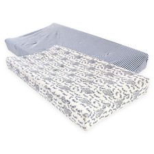 Touched by Nature Baby Organic Cotton Changing Pad Cover, Blue Elephant