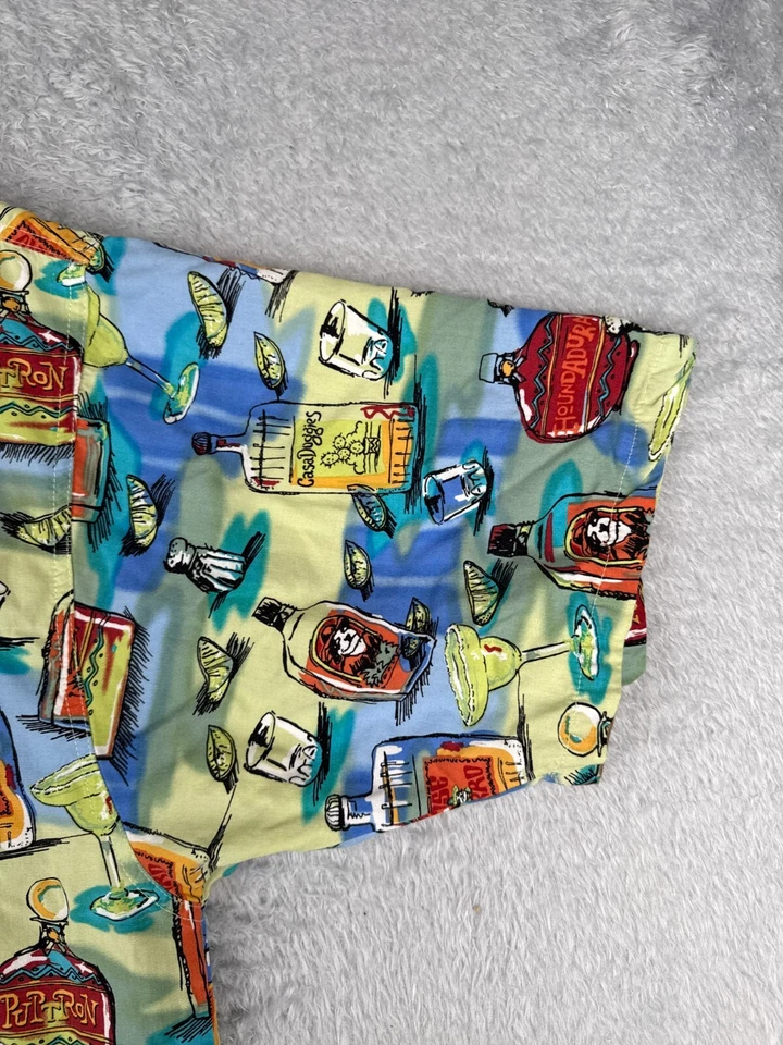 Camisa Big Dogs Adulto 2XL XXL Azul Verde Frutas Cócteles 100% Rayón Hawaiano Foto 2 de 4