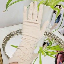 Vintage 60s Evening Gloves nude Ruched Gloves