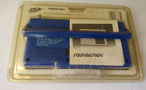 Vintage 1988 Soundesign Color Tunes Portable AM/FM Radio 2210 BLUE Color NOS - Picture 5 of 9