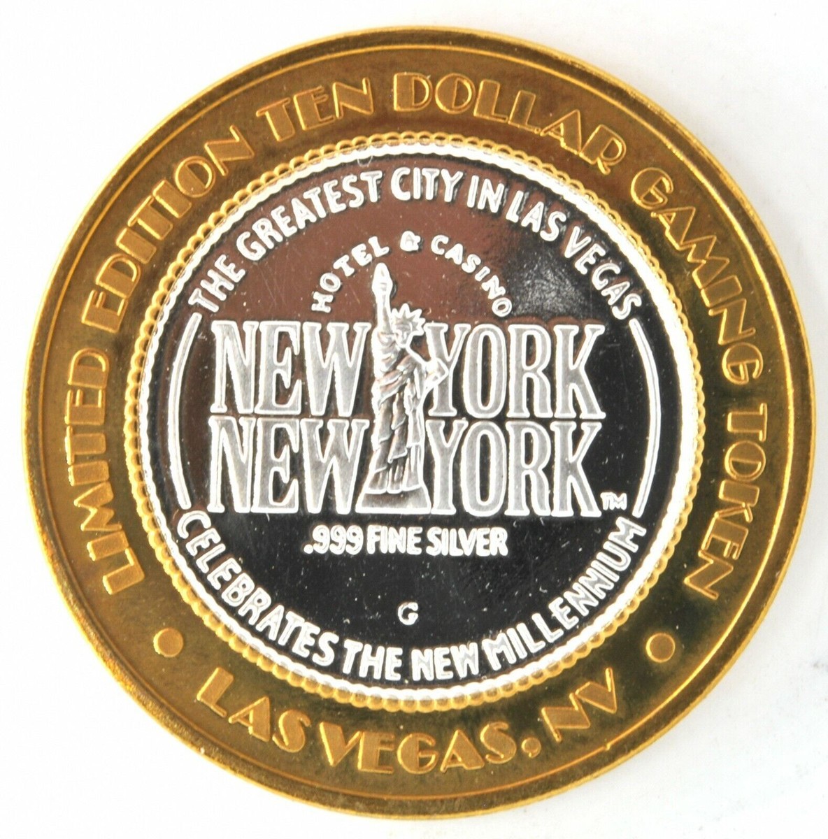 Silver Strike! $10 Gaming Token Las Vegas Nevada New York NY
