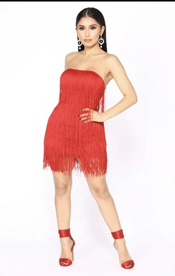 red fringe dress