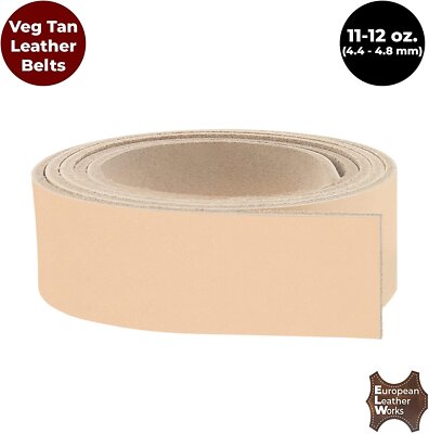 Thick Leather Strip 11-12 oz / 4-4.8mm Vegetable Tanned Cowhide Tooling DIY