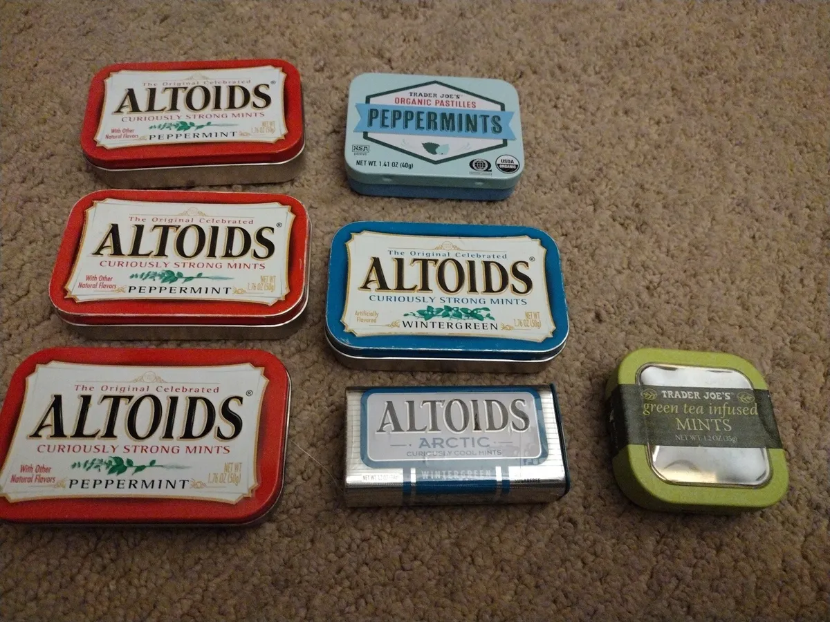 EMPTY Trader Joes Mint Tin and Altoids - LOT of 7- Peppermint