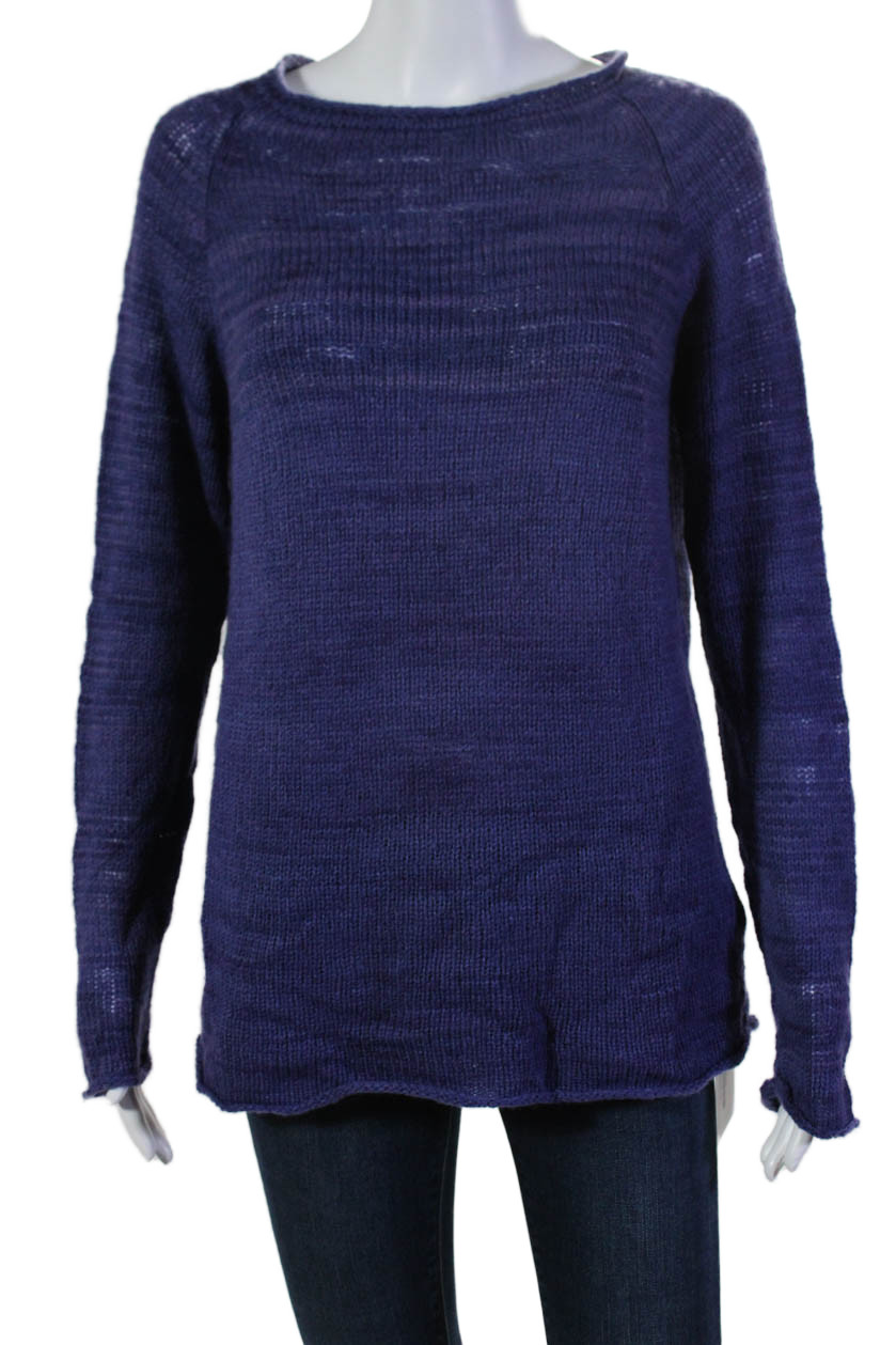 The Elder Statesman Womens Open Knit Cashmere Scoop Neck Sweater Purple Small