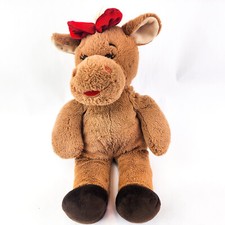 Build A Bear Holly the Moose Red Holiday Bow Christmas Plush Stuffed Toy BABW