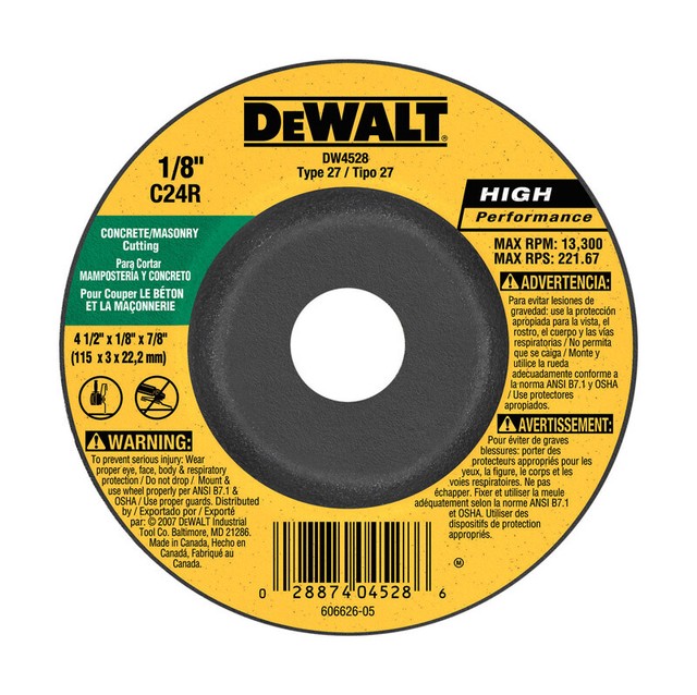 DEWALT Masonry Angle Grinding Wheel 4 1/2" Type 27 C24r Dw4524 for sale online eBay