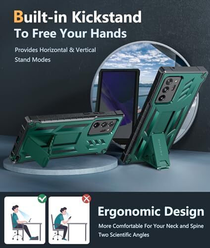 for Samsung Galaxy Note-20-Ultra Case: Military Grade Drop Proof Green - Zdjęcie 2 z 7