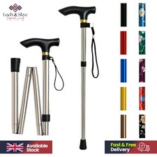 Lightweight Easy Folding Aluminium Walking Stick Cane, Adjustable Height New UK