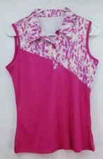 MONTEREY CLUB Golf Polo Shirt, Womens Sz S, Pink Floral, Sleeveless, NEW, GN3122