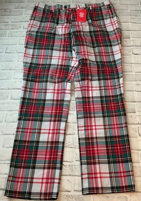 Shinesty Christmas Tree Plaid Checkered Green Red Suit Pants Size 38x35 USA New