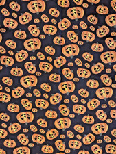 Halloween happy pumpkins cotton sew quilt fabric bhy x 44"w black orange green