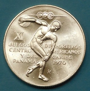 1970 Panama 5 Balboas Sterling .925 Silver Central American Games Coin