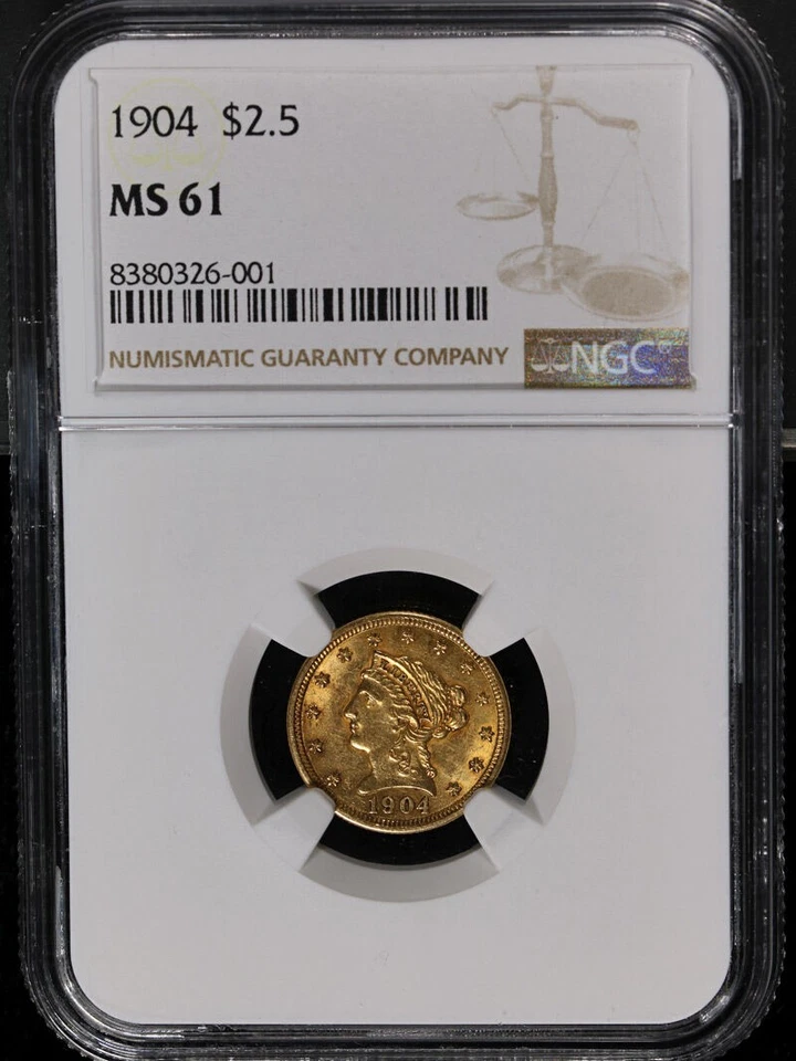 1904 Liberty Gold $2.50 NGC MS61 Nice Eye Appeal Nice Strike - Image 3 of 4
