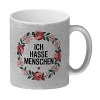 Ich Hasse Menschen Blumensprache Glitzer-Kaffeebecher