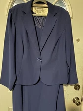Danny & Nicole Navy Blue 2 Piece Dress and Jacket Size 24 NWT Washable