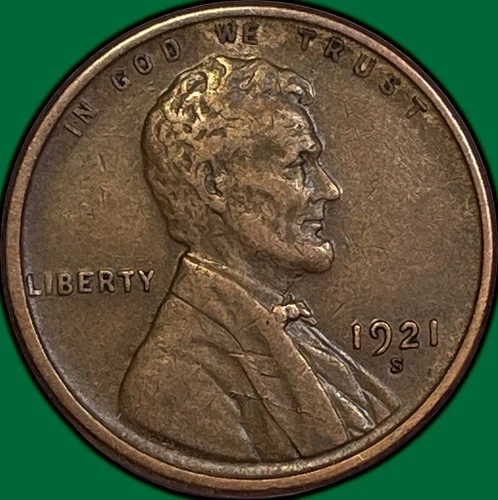 1921-S Lincoln Wheat Cent Extremely Fine XF Coin #35924