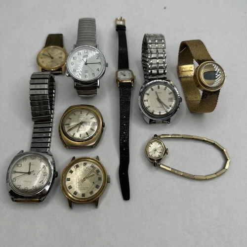 Lot of 9 Vintage Timex Watches SSQ ELECTRIC NICE LOT